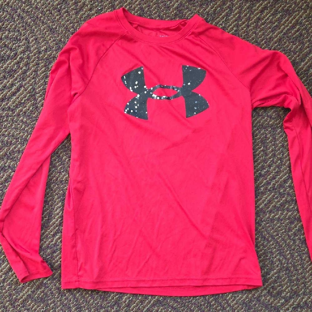 Under Armour Kids Red and Black Long Sleeve Tee